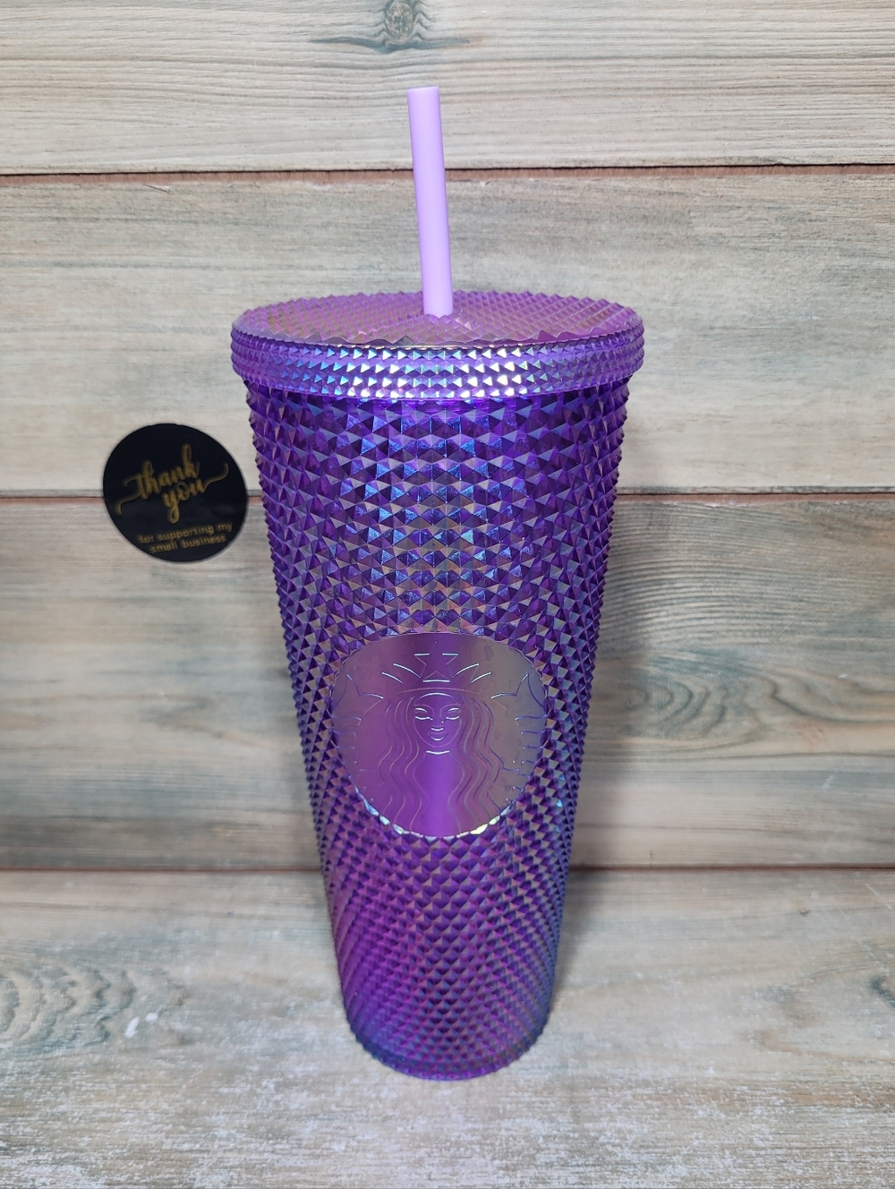 Starbucks Purple Shiny Studded Spike Tumbler 24oz Cup With Straw